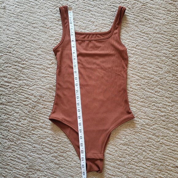 Women’s Square Neck Tank Top Bodysuit – Size XS – Reddish Brown – NWOT - Picture 6 of 8